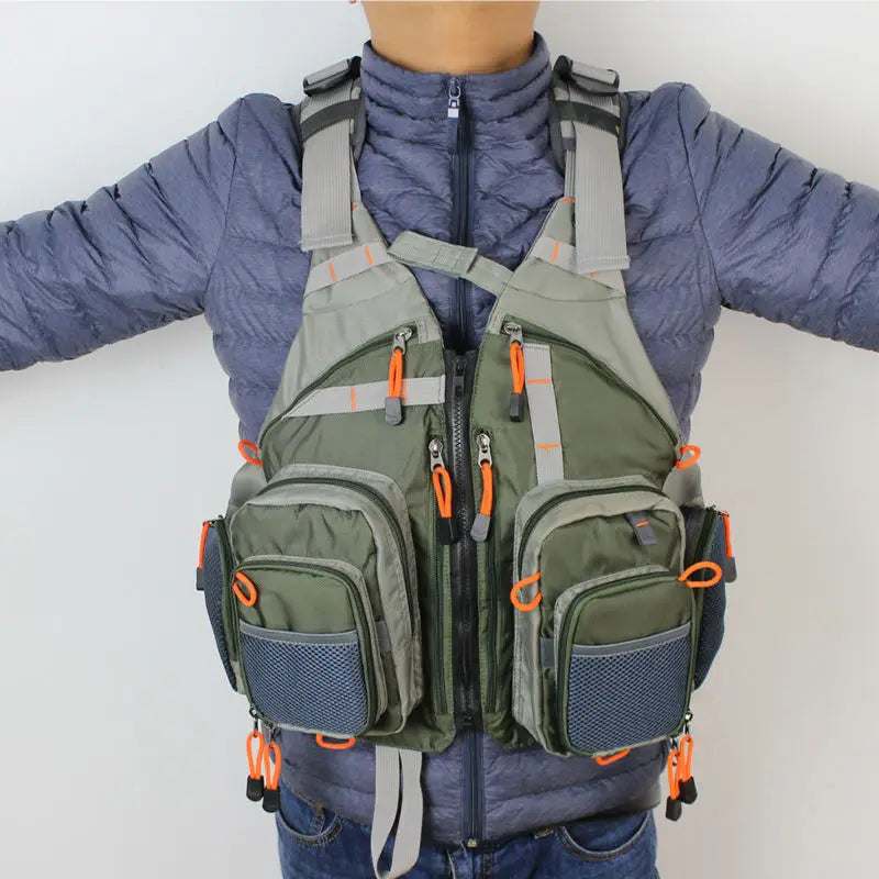 Men's Adjustable Fly Fishing Vest Outdoor Trout Pack Mesh Tackle Bag Jacket - Jimmys Supplies