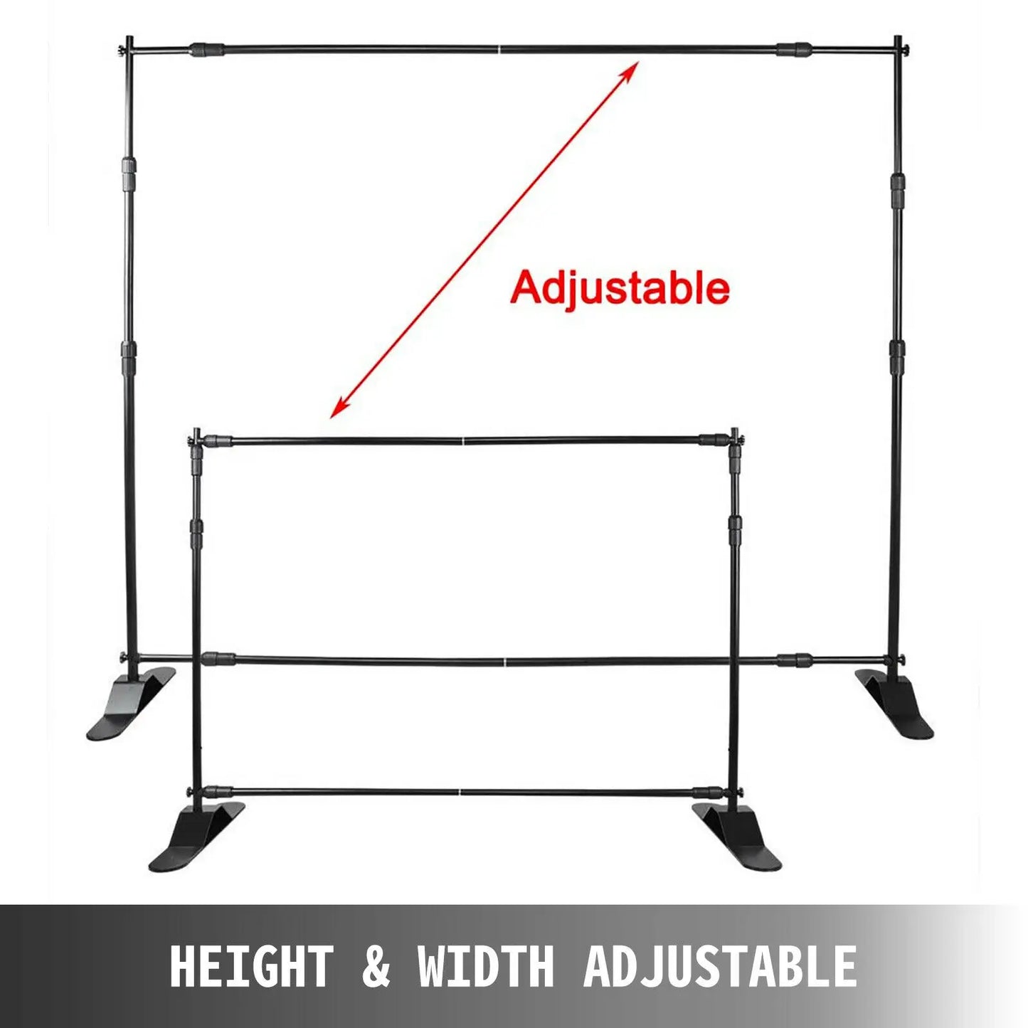 VEVOR 3x2.4M Backdrop Background Stand Adjustable Telescopic Backdrop Banner Stand for Photocall Video Wedding Event Party - Jimmys Supplies