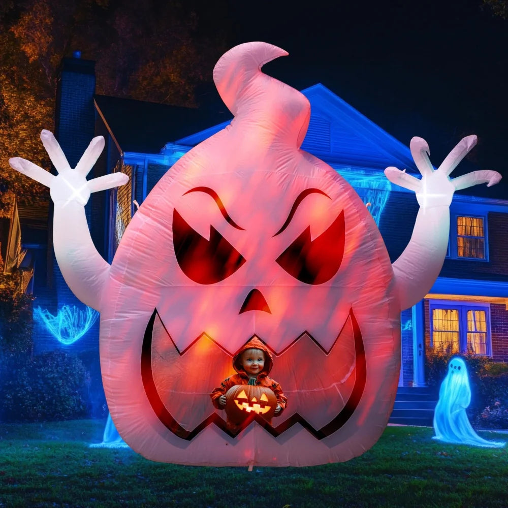 8FT Giant Mouth Ghost Inflatable Halloween Decoration Outdoor Horror House Yard Garden Props Kids Toys Halloween Party Decor