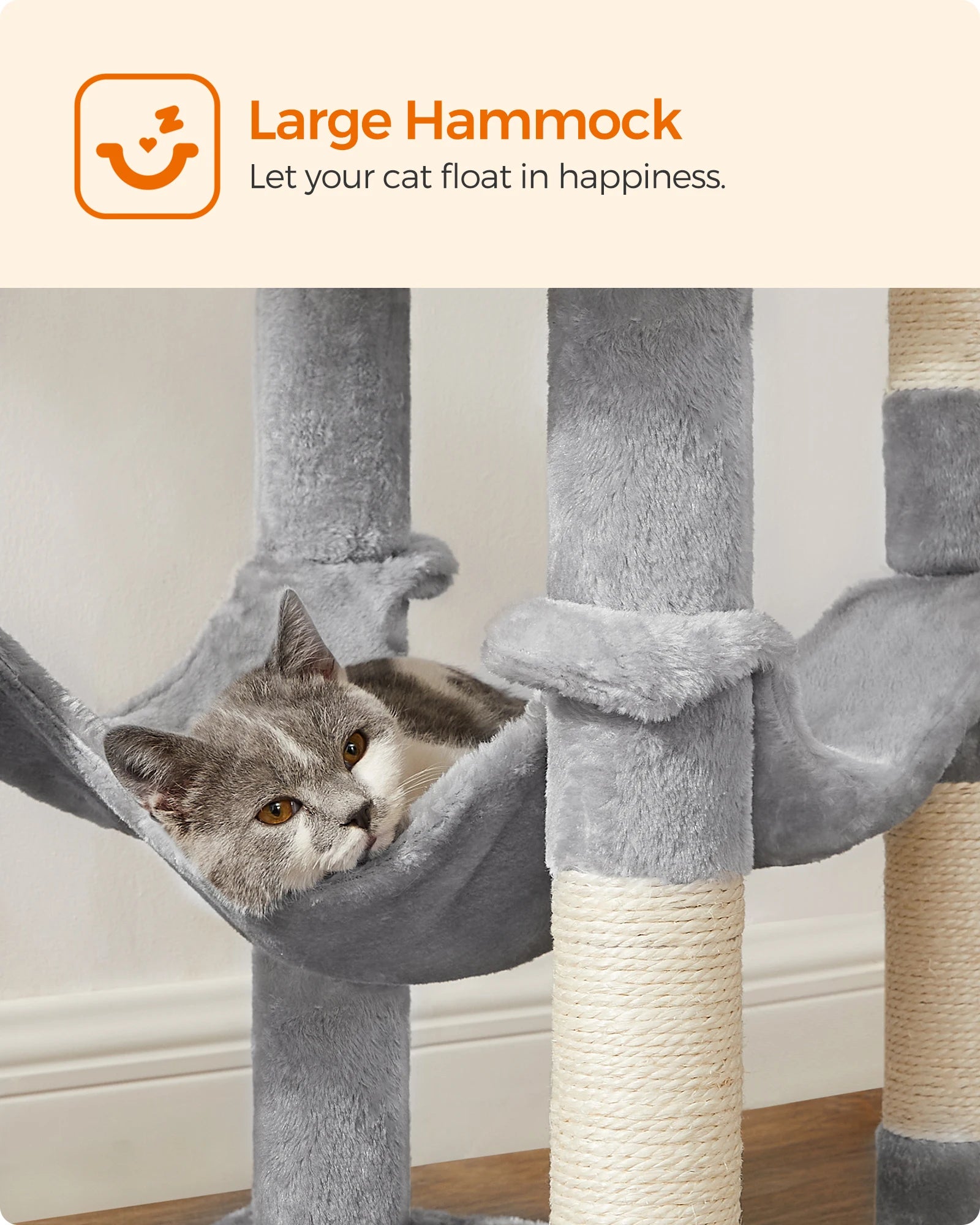 Feandrea Cat Tree, 56.3-Inch Cat Tower for Indoor Cats, Multi-Level Cat Condo with 4 Scratching Posts, 2 Perches, Hammock, Cave - Jimmys Supplies