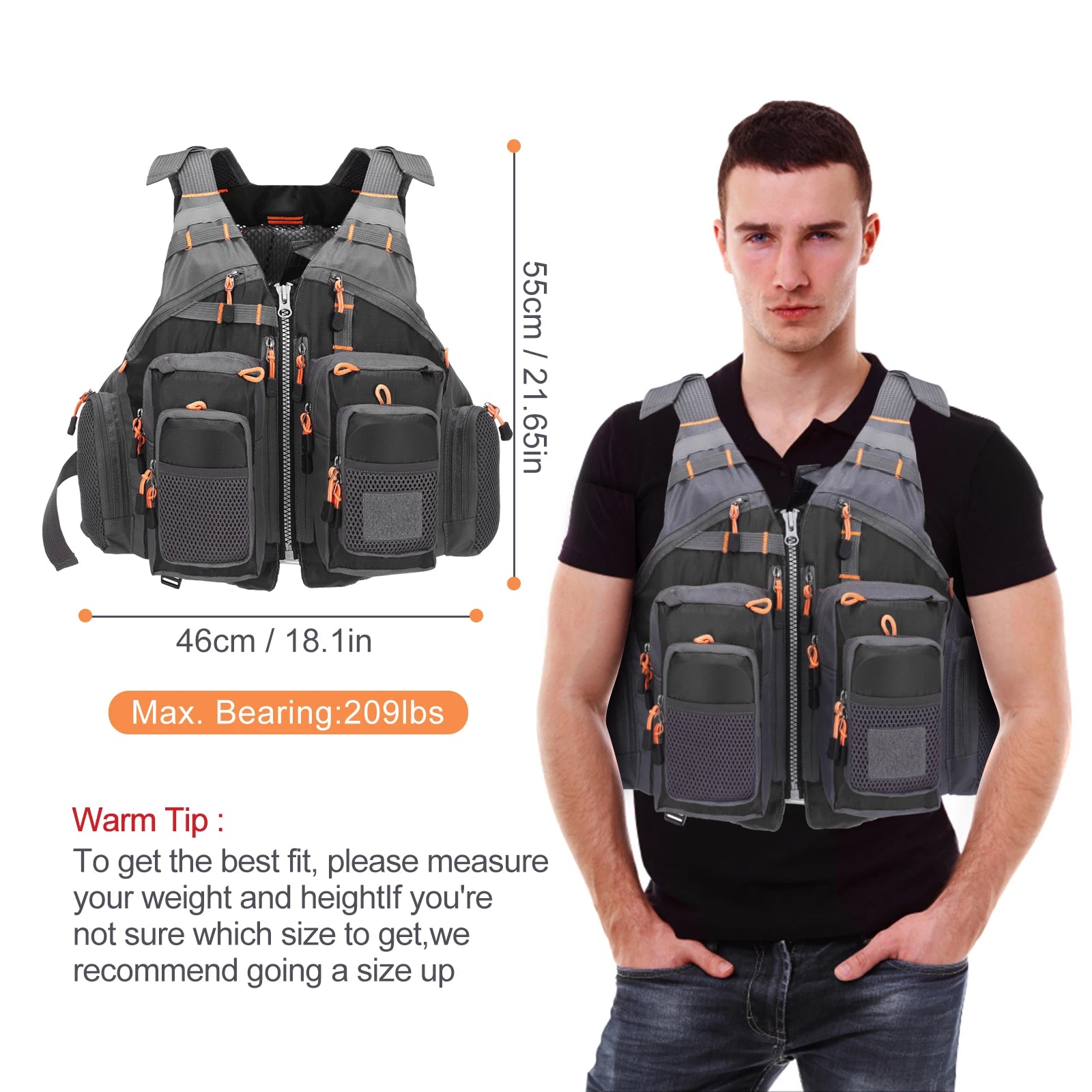 Outdoor Breathable Padded Fishing Life Vest Superior 209lb Bearing Life Safety Jacket Swimming Sailing Waistcoat Utility Vest - Jimmys Supplies