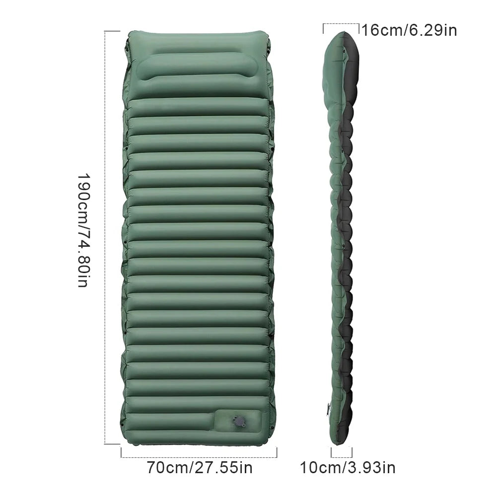 10cm Self-Inflating Sleeping Mat with Foot Pump & Pillow Ultralight Camping Mat Waterproof Camping Air Mattress for Outdoor Use - Jimmys Supplies