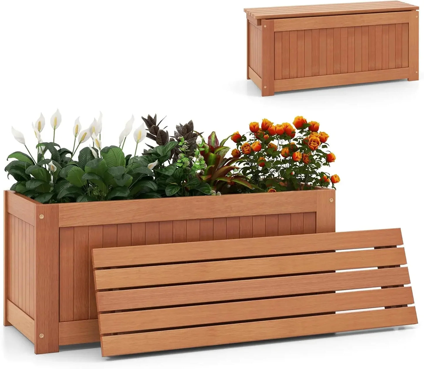 Outdoor Bench Wood Raised Garden Bed with Open Base - Jimmys Supplies