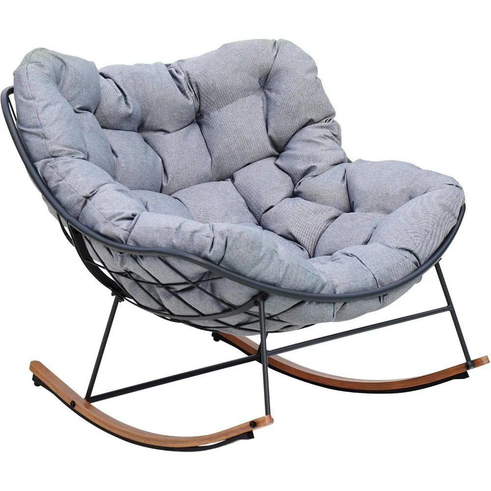 Rocking Chair Outdoor, E-Coated Papasan Rocker with Cushion - Jimmys Supplies
