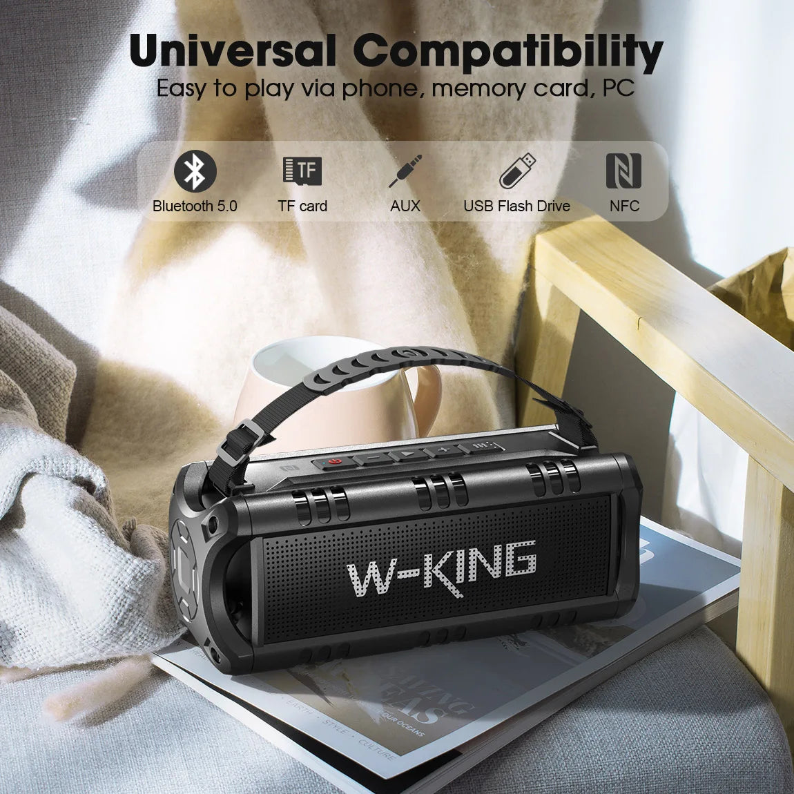 W King Bluetooth Speaker 30W Portable Wireless Loud Speakers IPX6 Waterproof Outdoor Speaker 24 Hour Playtime EQ AUX TF Card - Jimmys Supplies