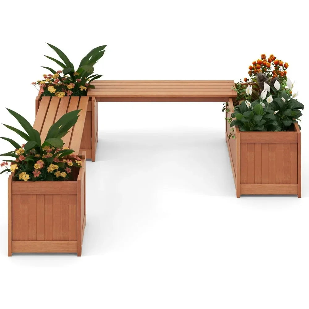 Outdoor Bench Wood Raised Garden Bed with Open Base - Jimmys Supplies