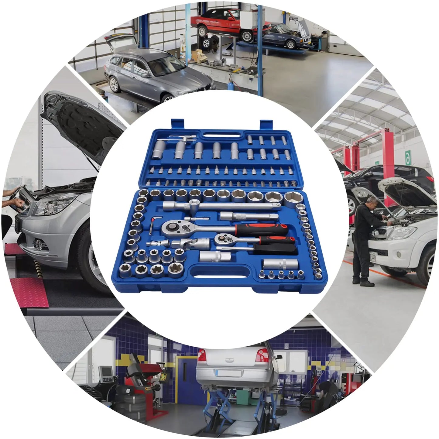 EAFC 108Pcs/94Pcs Multi Function Car Socket Ratchet Wrench Wheel Auto Mechanic Manual Torque Tool Kit Home Repair Tool Box Auto