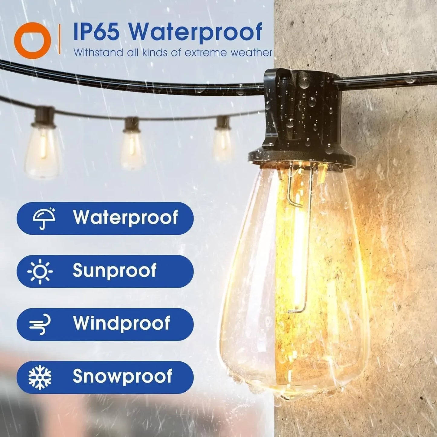 150FT LED Outdoor String Lights Waterproof Patio Hanging Lights - Jimmys Supplies