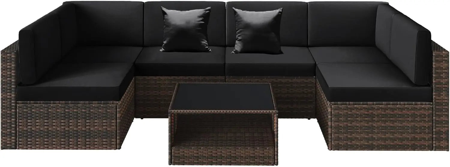 100% Waterproof Cushions Covers for Patio Outdoor Furniture, Sofa Cushion Covers with Zipper for 6-Seat Rattan Wicker Sectional - Jimmys Supplies