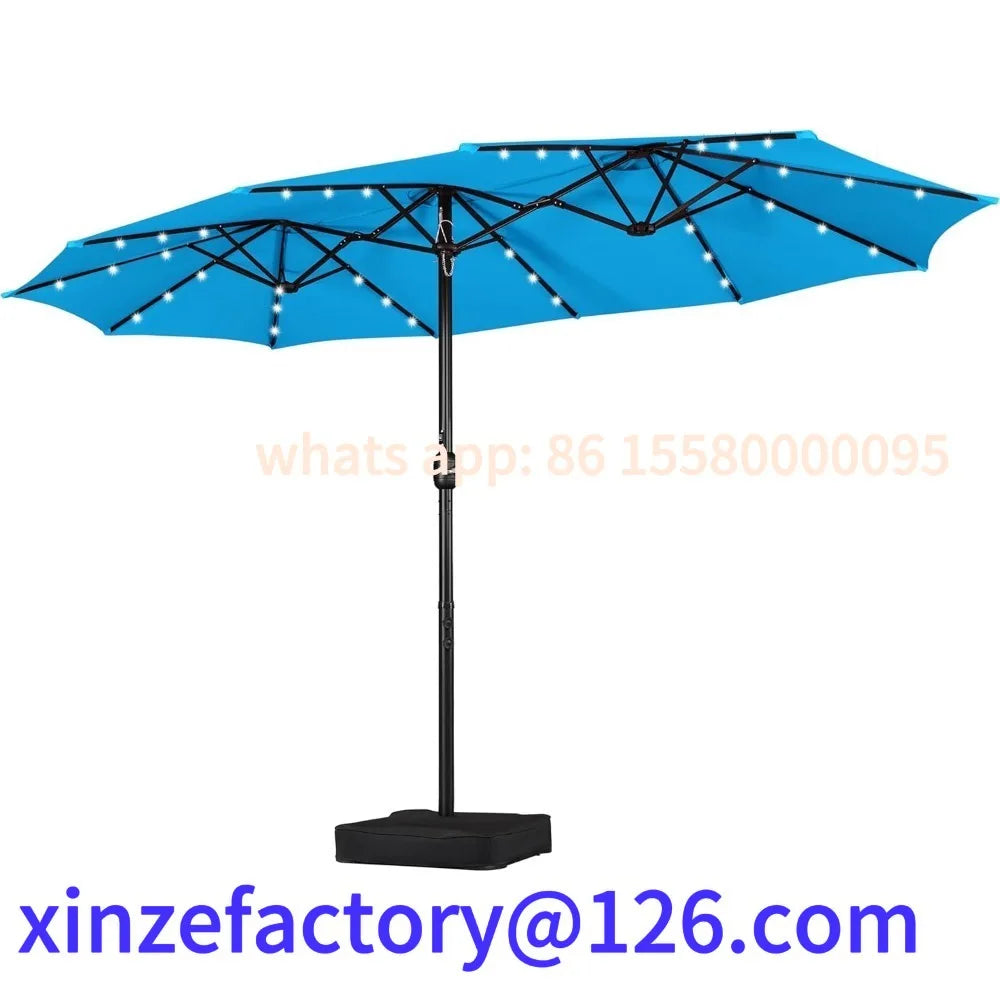 Customizable 15 ft Large Patio with Solar LED, Double-Sided Rectangle  Outdoor Market Umbrellas