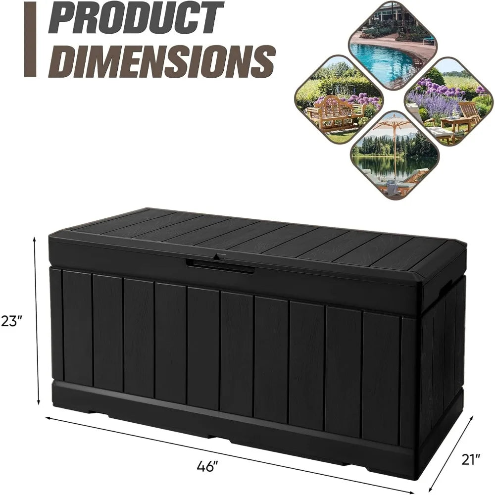 83 Gallon Outdoor Deck Box Large Resin Storage Box Black - Jimmys Supplies