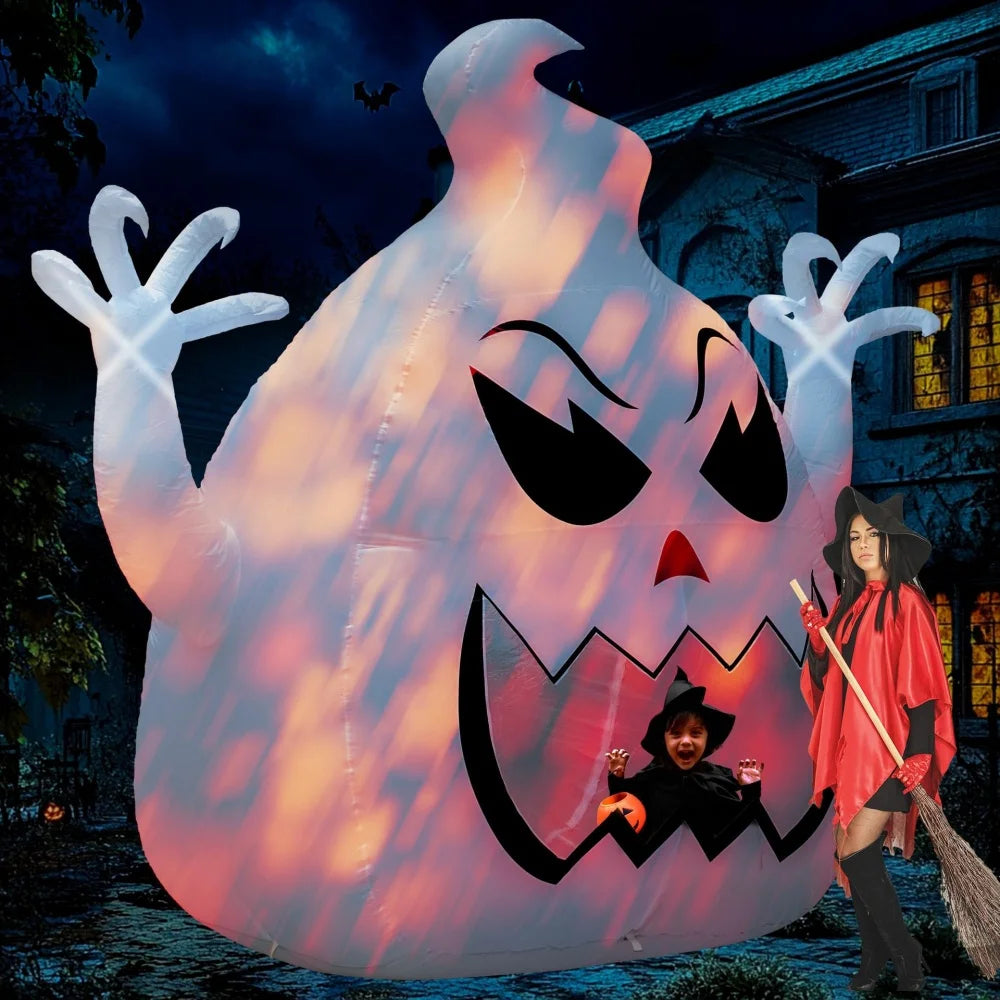 8FT Giant Mouth Ghost Inflatable Halloween Decoration Outdoor Horror House Yard Garden Props Kids Toys Halloween Party Decor