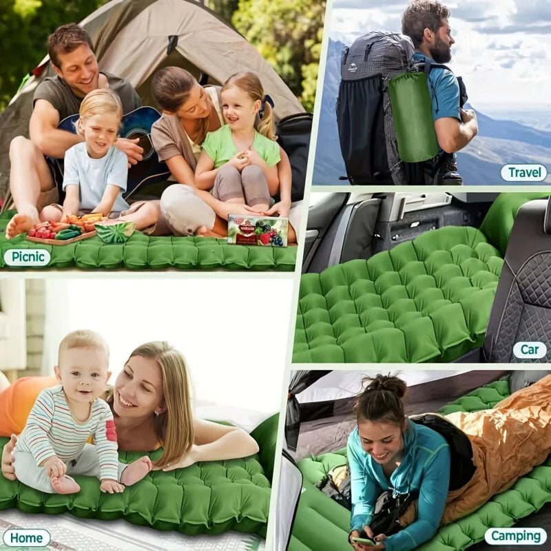 Outdoor Camping Air Mattress with Pillows Ultralight Thickened Built-in Pump for Hiking Picnic Sleep Comfort Travel Outdoor Gear