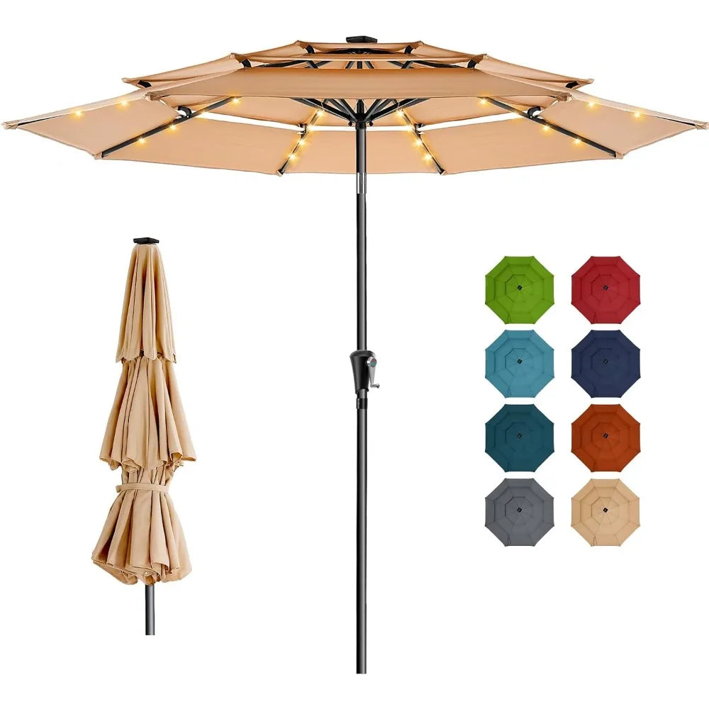 Outdoor Patio Umbrella with 5-Year Fade Resistant,Vented Outdoor Commercial Market Umbrella with UPF50+ UV