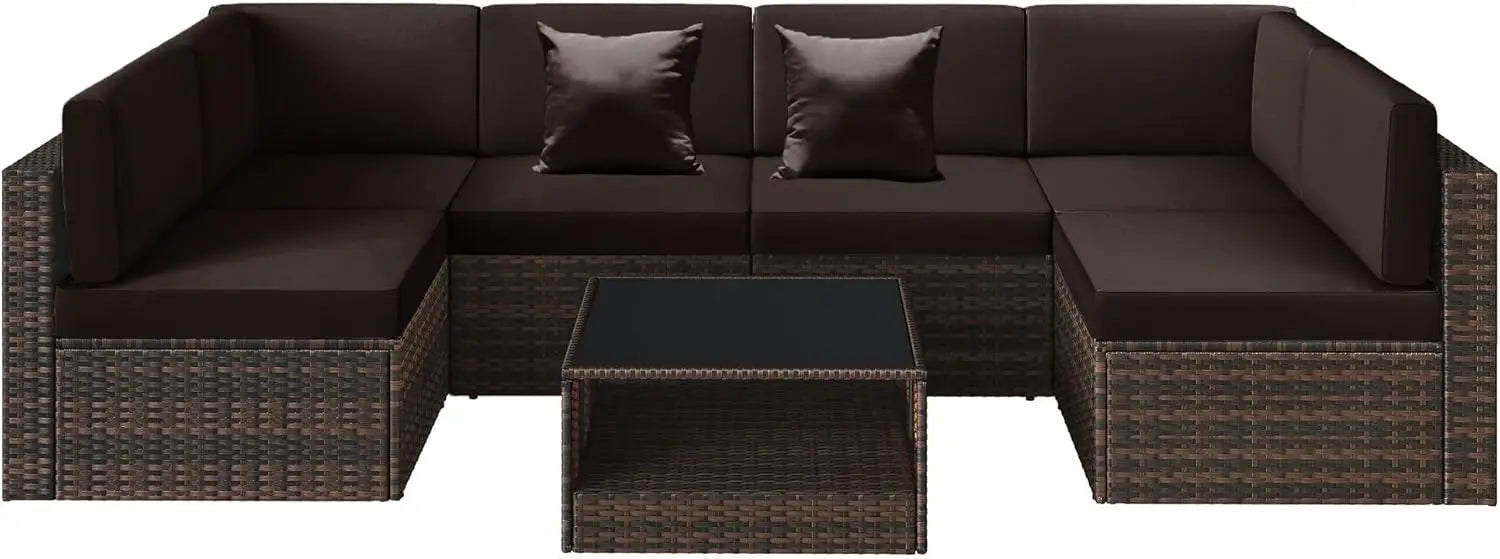 100% Waterproof Cushions Covers for Patio Outdoor Furniture, Sofa Cushion Covers with Zipper for 6-Seat Rattan Wicker Sectional - Jimmys Supplies