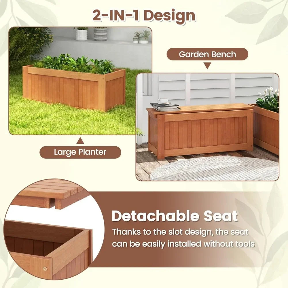 Outdoor Bench Wood Raised Garden Bed with Open Base - Jimmys Supplies