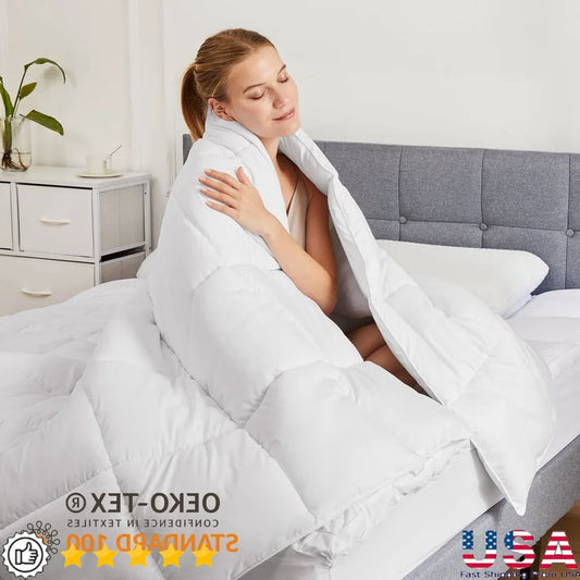 Lightweight Down Alternative Duvet Insert Queen Size Comforter Hypoallergenic Soft Breathable Bedding with Corner Tabs Easy Use
