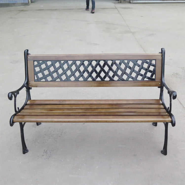 Legs Park Bench Wooden Bench With Back Steel Cast Iron Outdoor 2 Seater 7 Slats Manufacturer Outdoor Furniture Modern 5 Pcs