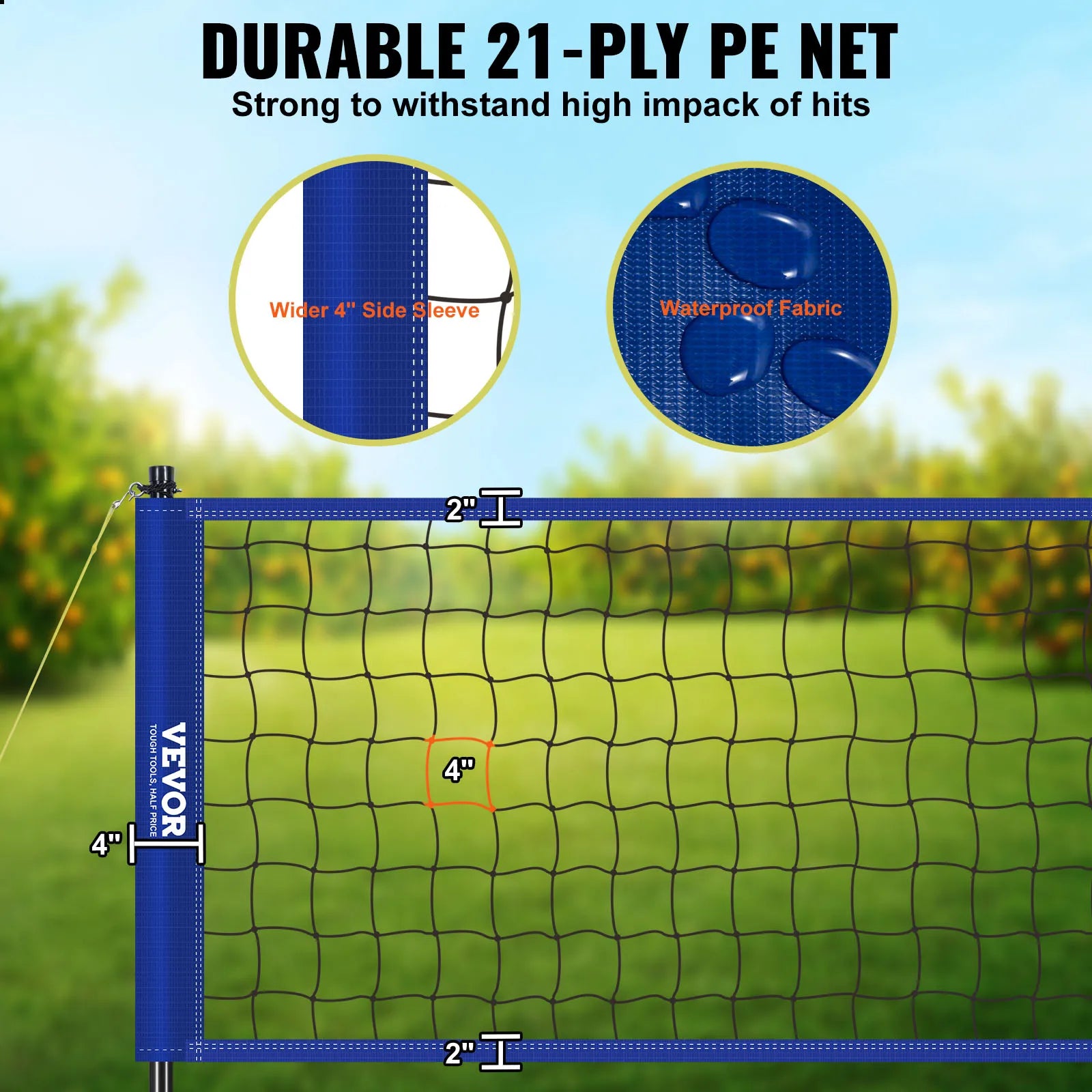 VEVOR Outdoor Volleyball Net System Adjustable Height Steel Poles with PVC Volleyball Pump Carrying Bag for Backyard Beach Lawn - Jimmys Supplies