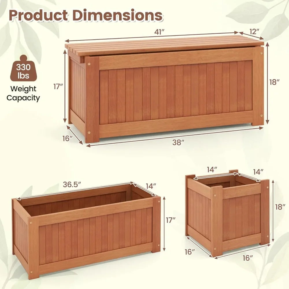 Outdoor Bench Wood Raised Garden Bed with Open Base - Jimmys Supplies