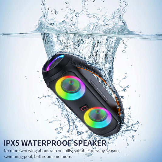 FanFun D16T Portable Bluetooth Speaker Loud Boombox Speaker with Subwoofer Powerful Deep Bass Stereo Sound IP65 Waterproof - Jimmys Supplies