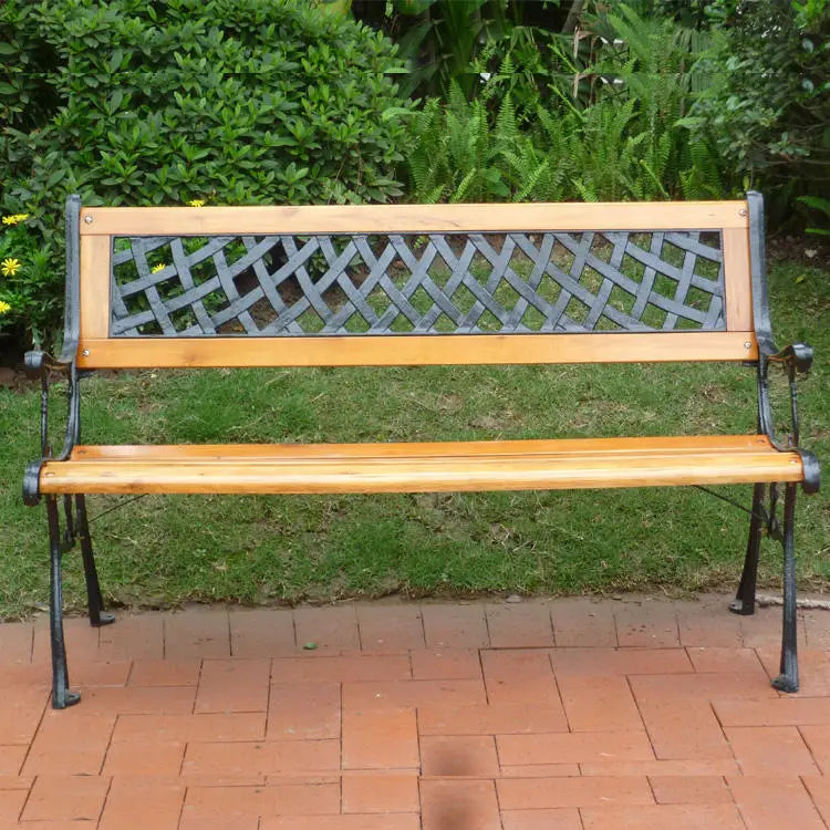 Legs Park Bench Wooden Bench With Back Steel Cast Iron Outdoor 2 Seater 7 Slats Manufacturer Outdoor Furniture Modern 5 Pcs