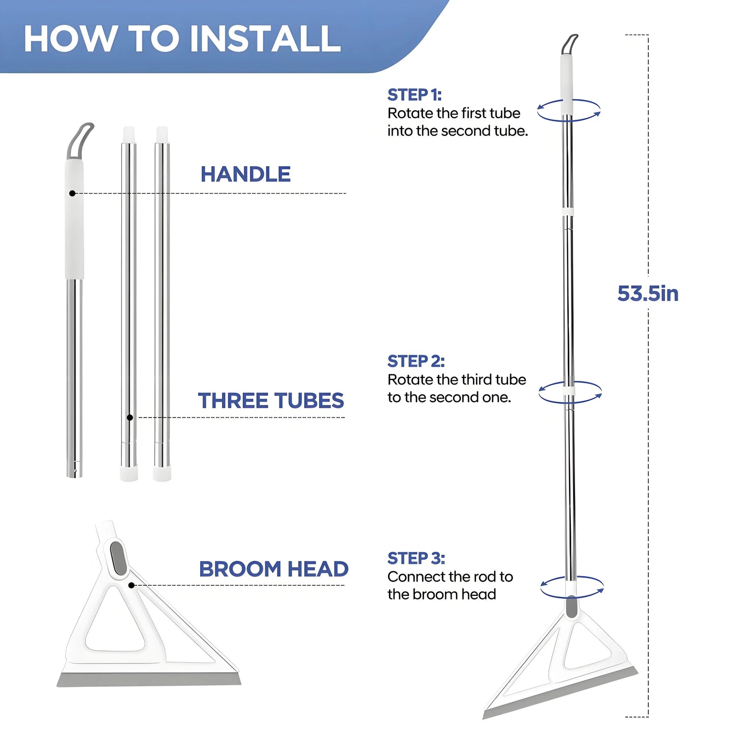 Magic Silicone Squeegee Broom | 2-in-1 Floor & Glass Cleaner | Quick-Dry Streak-Free for Bathroom Kitchen Floors