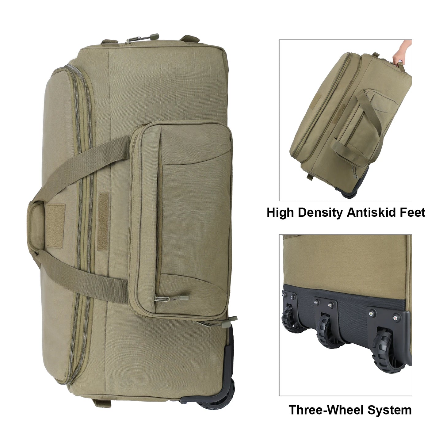 LQARMY 124L Outdoor Camping Travel Bag Large Trolley Case Waterproof Nylon Practical Travel Handbag Storage Luggage Bag