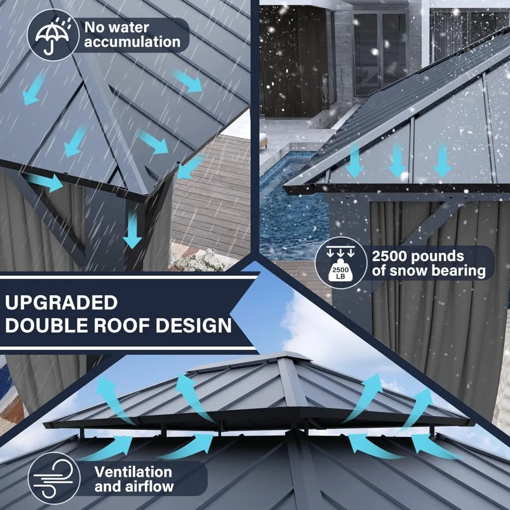 12' x 14' Outdoor Galvanized Steel Double Roof Gazebo - Jimmys Supplies