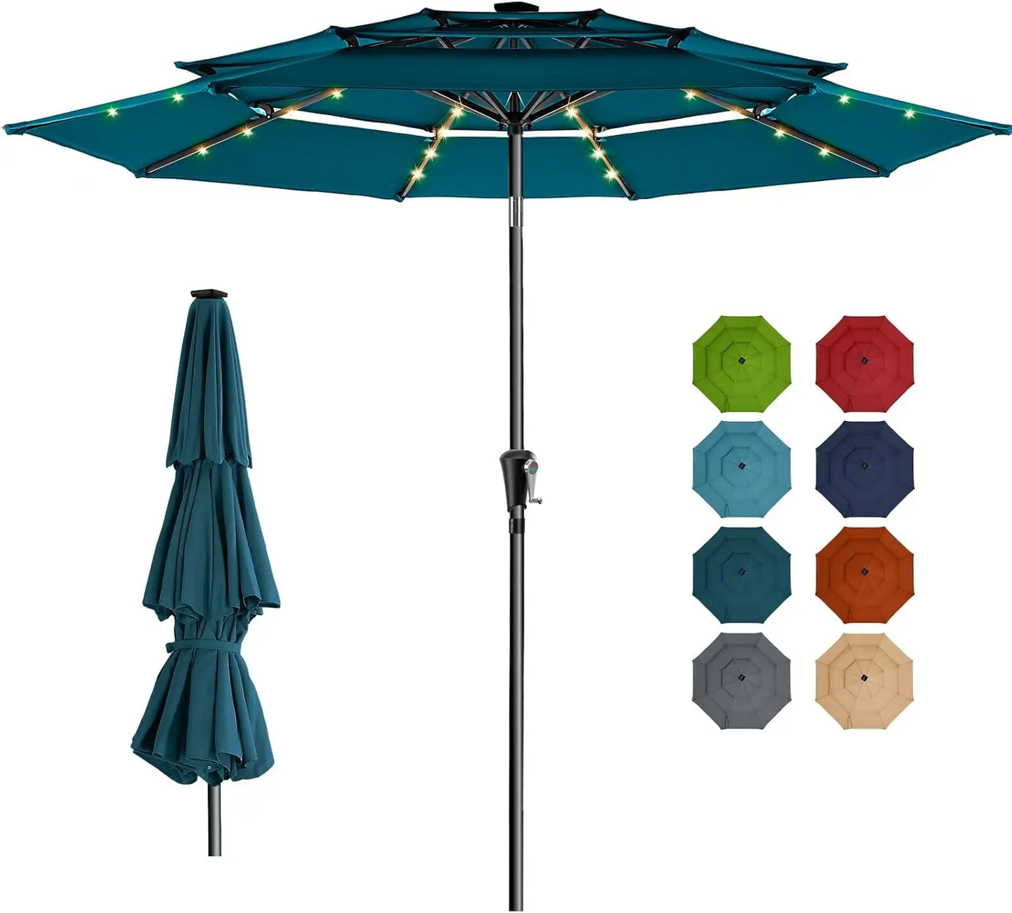 Outdoor Patio Umbrella with 5-Year Fade Resistant,Vented Outdoor Commercial Market Umbrella with UPF50+ UV