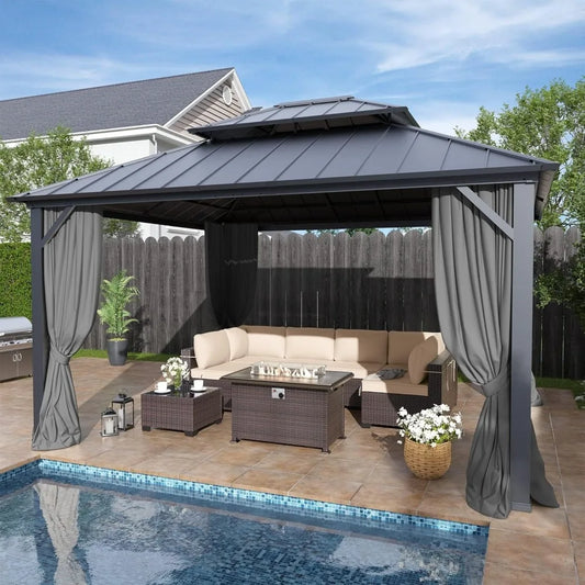 12' x 14' Outdoor Galvanized Steel Double Roof Gazebo - Jimmys Supplies