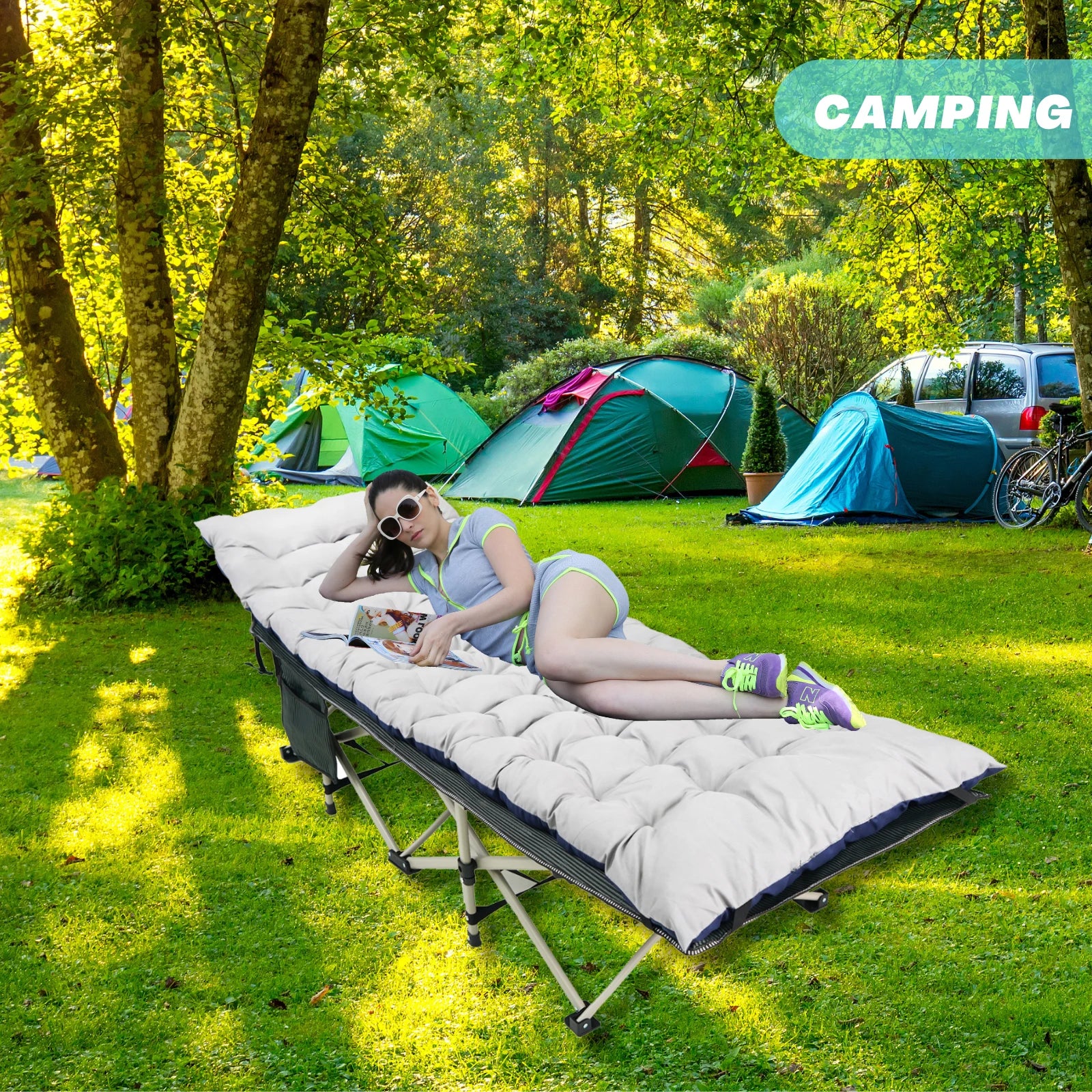 Niceway Camping Cot Foldable Bed with Mattress for Outdoors - Jimmys Supplies