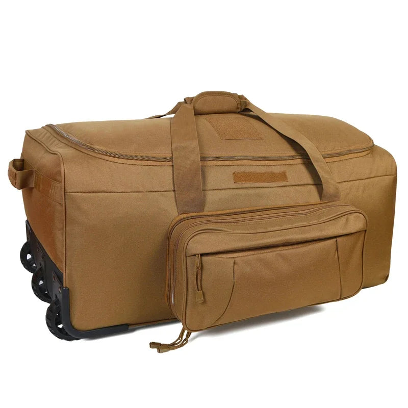 LQARMY 124L Outdoor Camping Travel Bag Large Trolley Case Waterproof Nylon Practical Travel Handbag Storage Luggage Bag