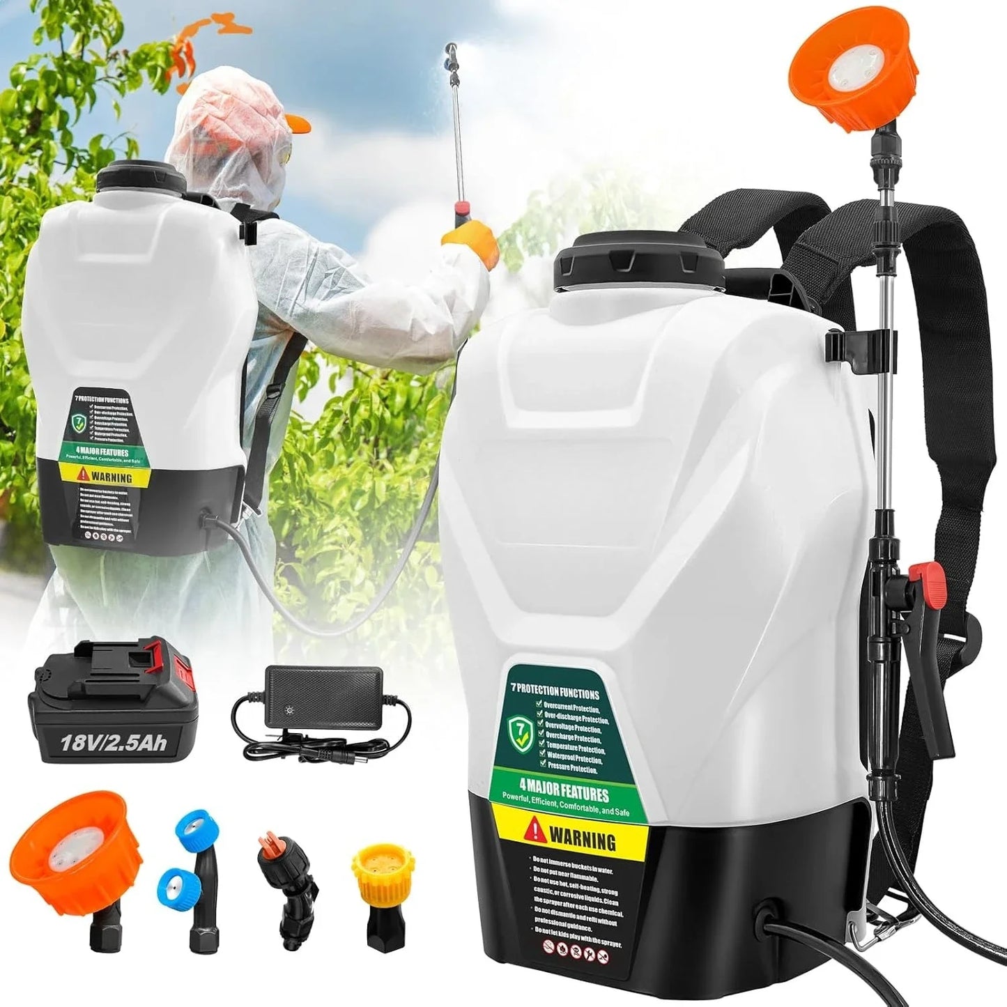 Backpack Sprayer 4 Gallon Battery Powered Garden Sprayer, Electric Weed Sprayer Works  Makita 18V Battery, 100 PSI, Telescopic