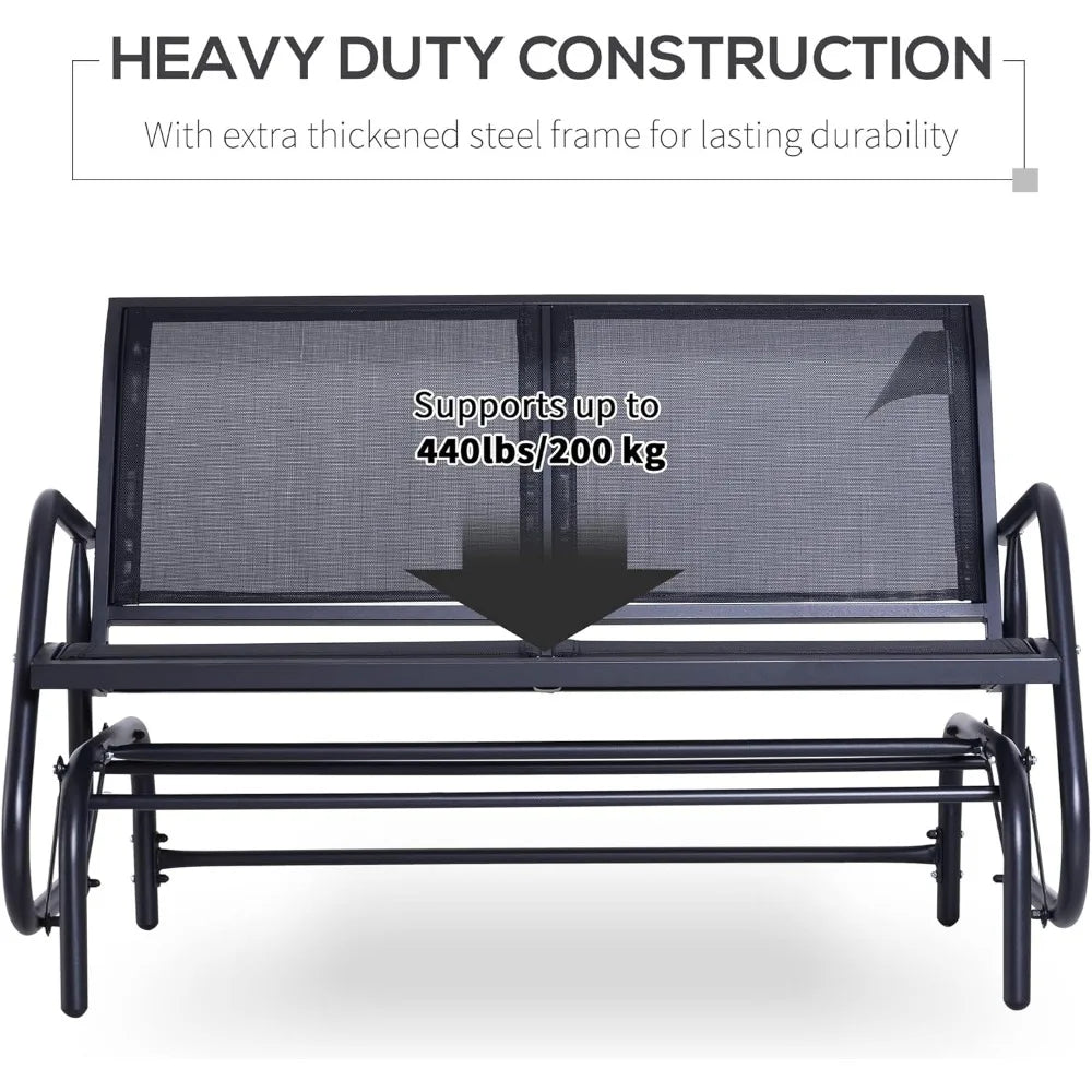 Outdoor Glider Bench, Patio Double Swing Rocking Chair Loveseat - Jimmys Supplies
