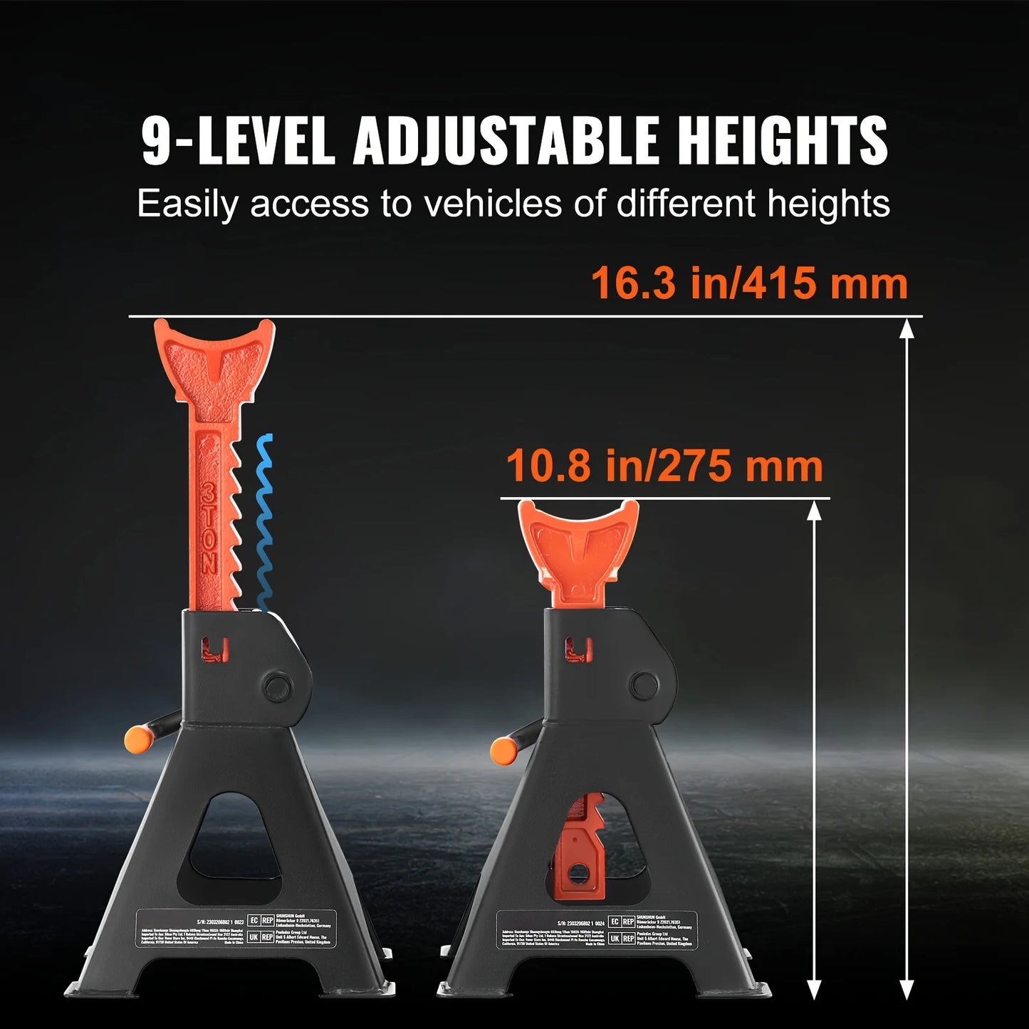 3 Ton Heavy Duty Double Locking Car Jack Stands - Jimmys Supplies