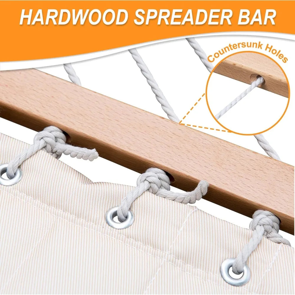 Quilted Fabric Hammock with 12 Feet Stand Double Hammock for Two People Outdoor Indoor Patio Garden - Jimmys Supplies