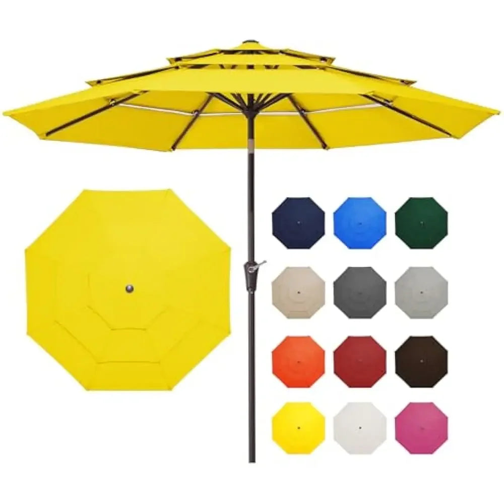 9FT 3 Tier Patio Umbrella Outdoor Umbrella Table Umbrellas  w/Push Button Tilt and UV Protection Outside Garden Pool Umbrella - Jimmys Supplies