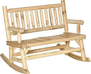 2-Person Wood Rocking Chair with Log Design for Patio - Jimmys Supplies
