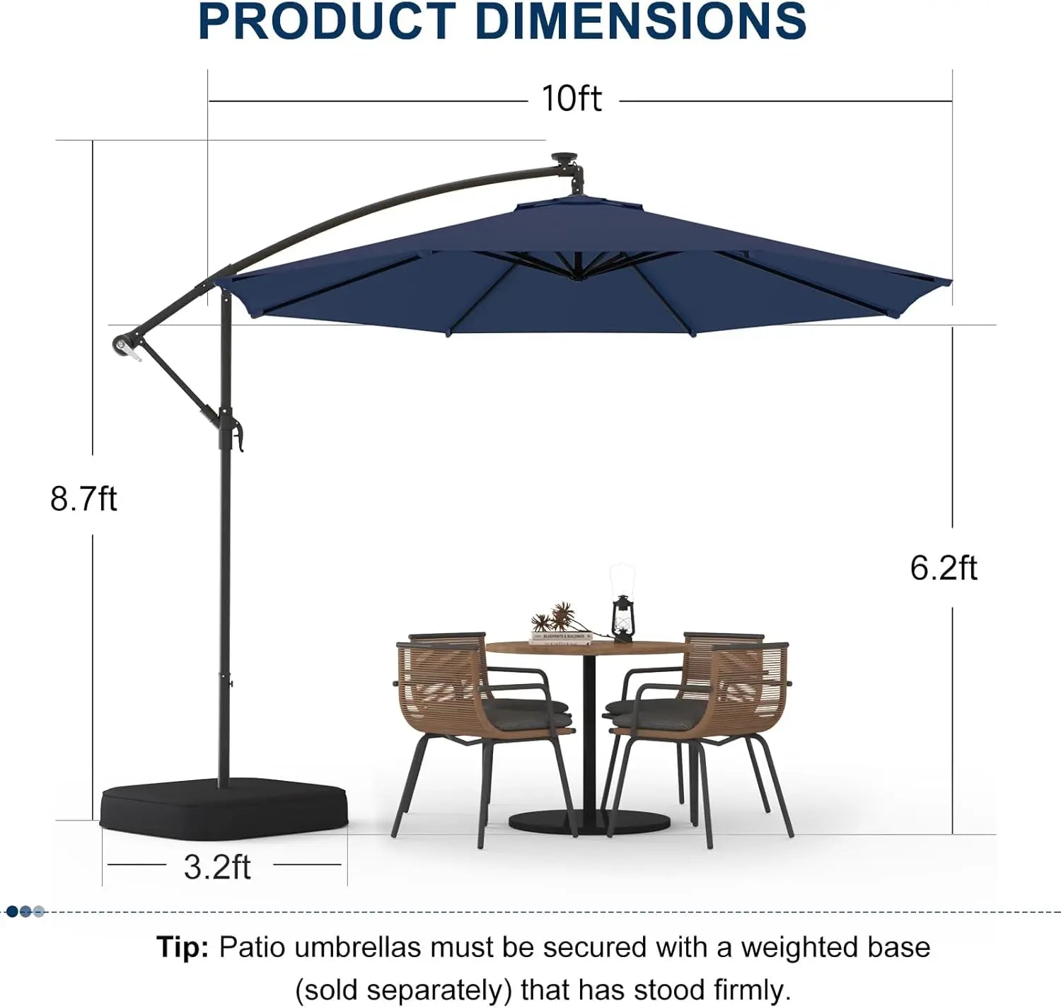 10ft Patio Umbrella with Base Included,Outdoor Offset Cantilever Umbrella, Infinite Tilt,UV Protection for Backyard, Lawn,Garden - Jimmys Supplies
