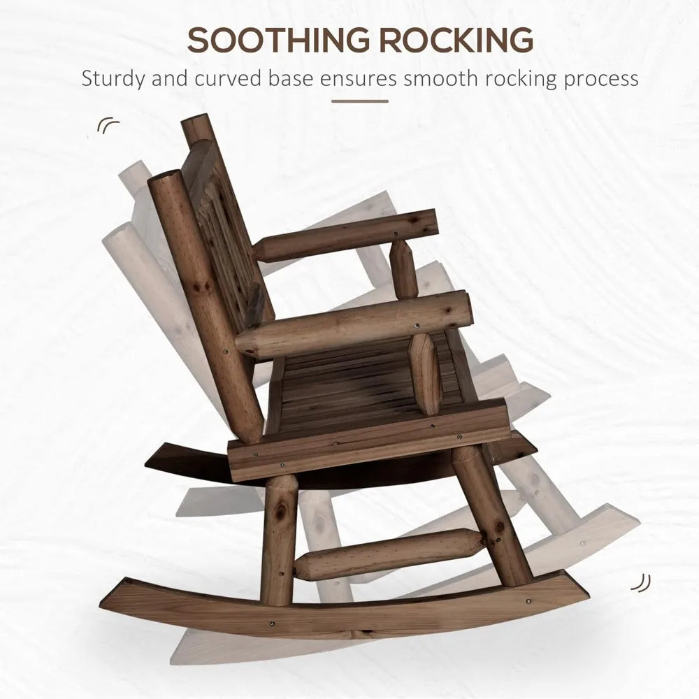2-Person Wood Rocking Chair with Log Design for Patio - Jimmys Supplies