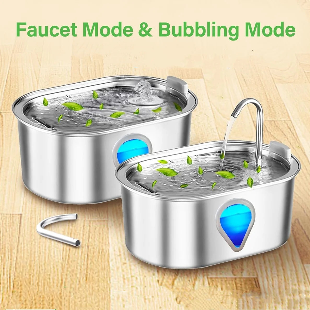 3.5L Large Capacity Pet Water Dispenser Automatic Stainless Steel Cat Water Fountain with LED Lighting - Jimmys Supplies