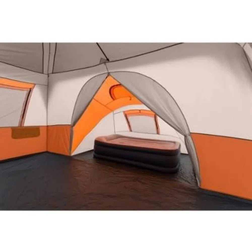 11 Person 3 Room 14' x 14' Instant Cabin Tent Orange - Jimmys Supplies