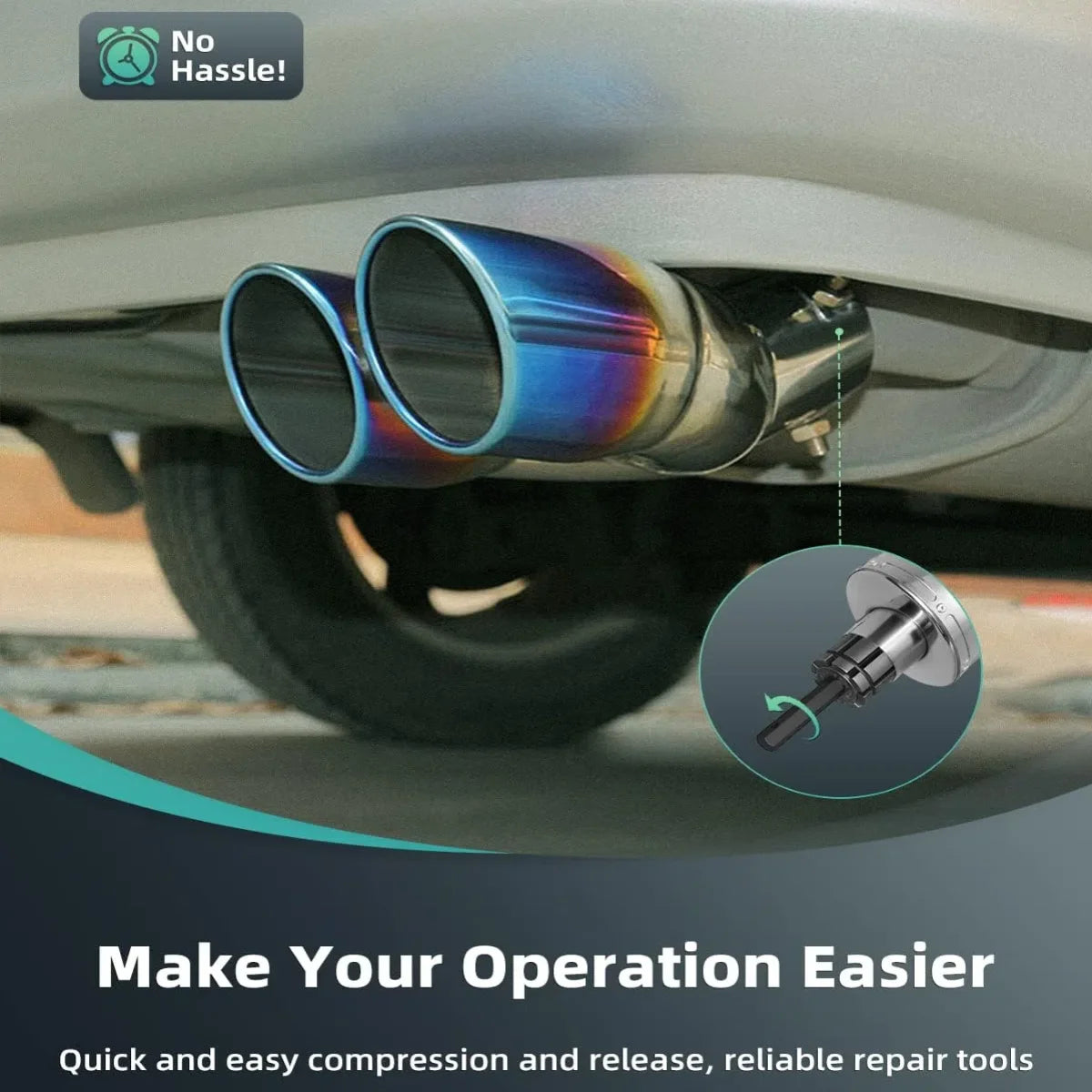 3-Piece Exhaust Pipe Expansion Tool Set 1/18'' to 3-1/2'' Tail Pipe Expander Silencer Expansion Tool Set Suitable for Most Vehicles and Trucks