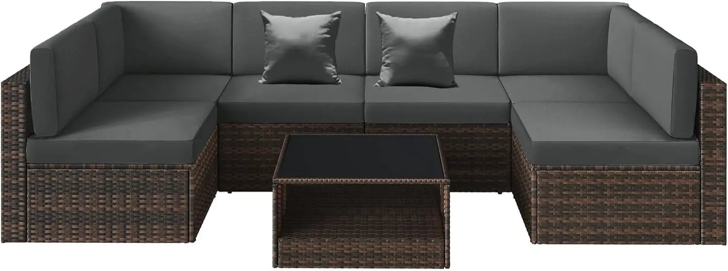 100% Waterproof Cushions Covers for Patio Outdoor Furniture, Sofa Cushion Covers with Zipper for 6-Seat Rattan Wicker Sectional - Jimmys Supplies
