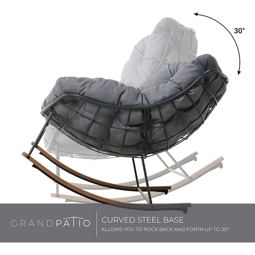Rocking Chair Outdoor, E-Coated Papasan Rocker with Cushion - Jimmys Supplies
