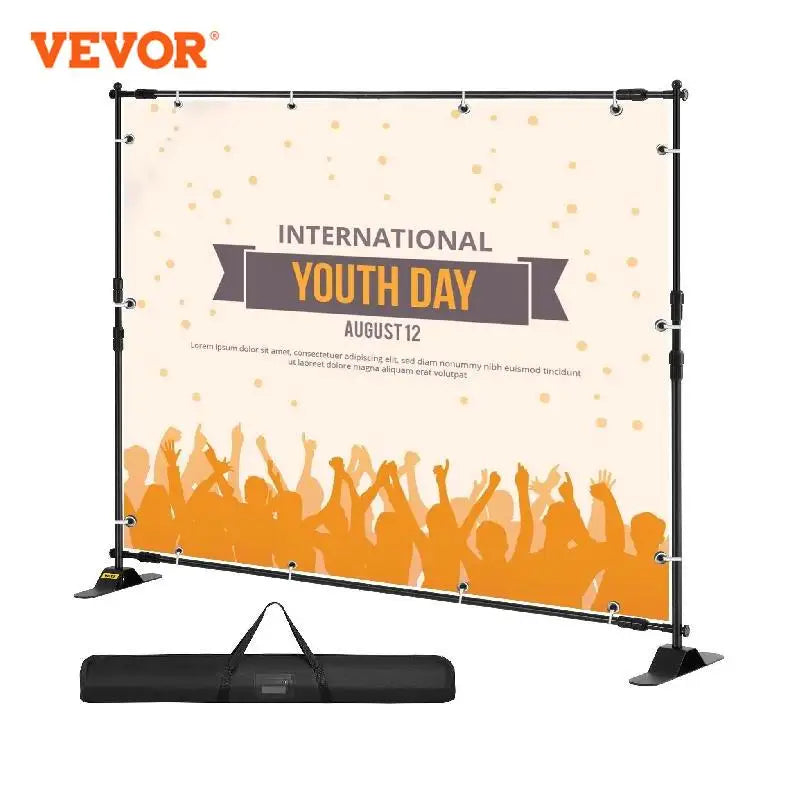 VEVOR 3x2.4M Backdrop Background Stand Adjustable Telescopic Backdrop Banner Stand for Photocall Video Wedding Event Party - Jimmys Supplies