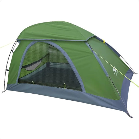 1 Person Tent for Backpacking Lightweight Single Person Hiking Tent with Skylight Waterproof Raiy Ground Vents Easy Setup One M