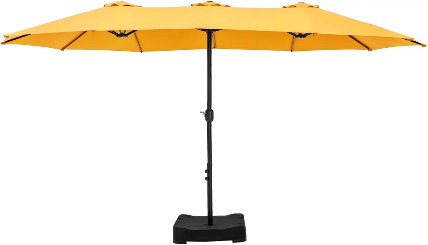 15ft Double Sided Patio Umbrella with Base Included, Outdoor Large Rectangular Market Umbrellas with Crank Handle - Jimmys Supplies