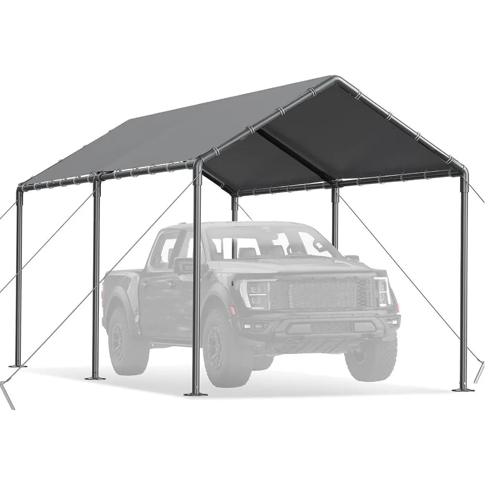 10x20 Heavy Duty, Metal Carport Waterproof Carports Garage Tent with 6 Steel Stakes Outdoor for Car Tuck Boat SUV Party - Jimmys Supplies